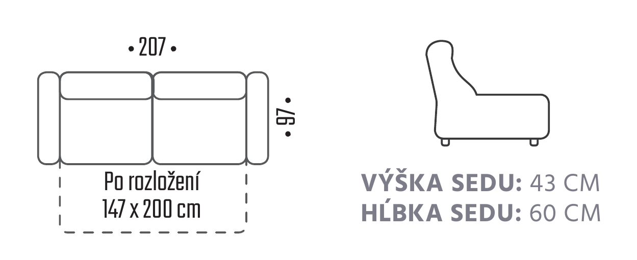 Rozmery a perokresba produktu Dorota