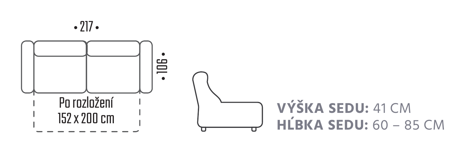 Rozmery a perokresba produktu Ervin