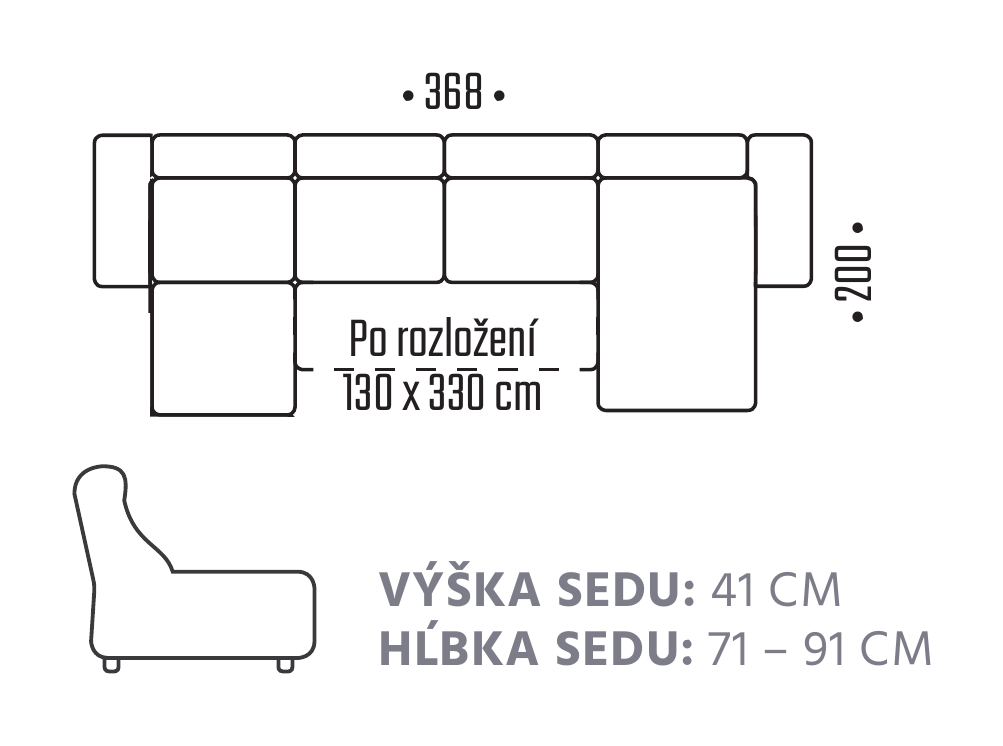 Rozmery a perokresba produktu Lea U
