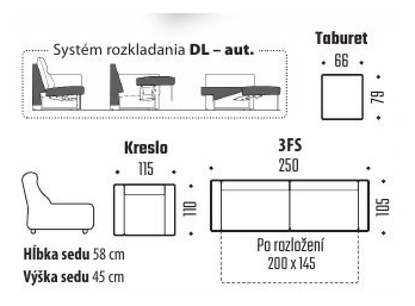Rozmery a perokresba produktu Mirabel