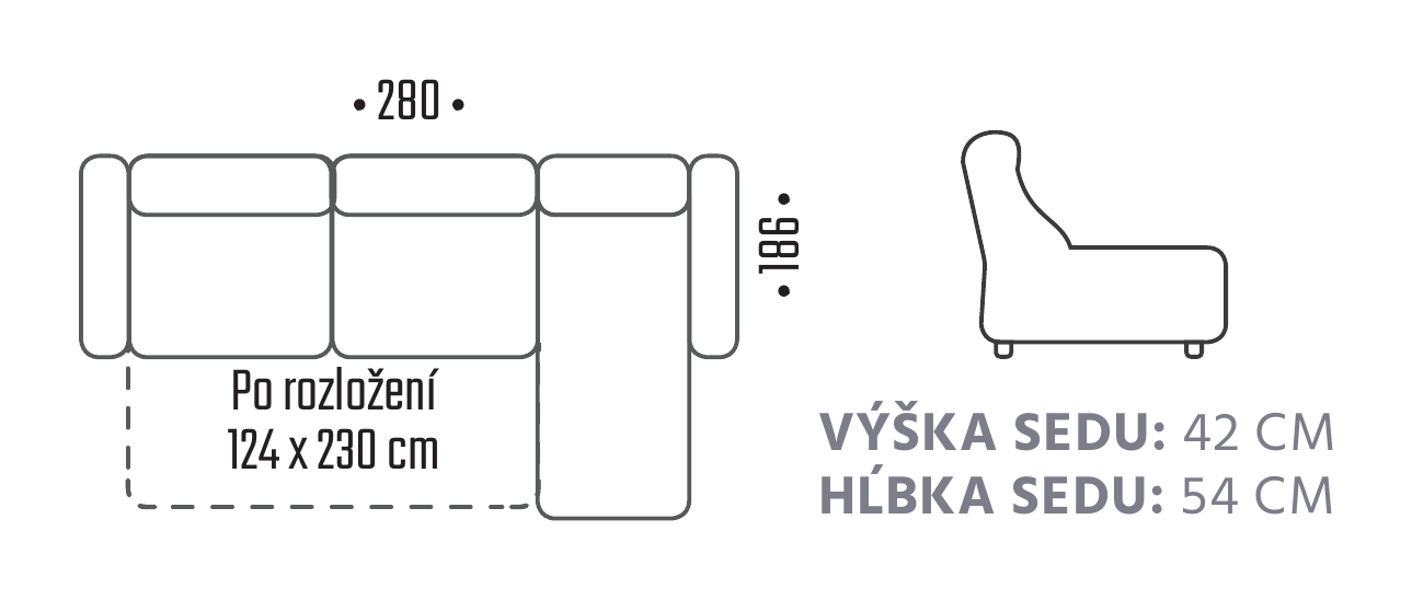 Rozmery a perokresba produktu Ontario